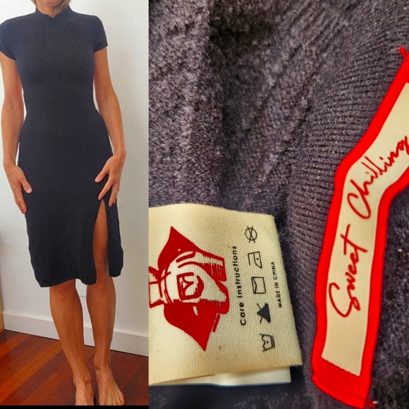 Sweet chilling ssense summertime knitted cable knit backless dress s m - Picture 1 of 5